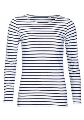 SOL'S Ladies Marine Long Sleeve Striped T-Shirt