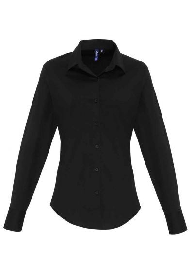 Premier Ladies Long Sleeve Stretch Fit Poplin Shirt