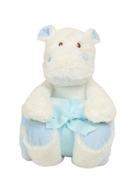Mumbles Hippo with Printed Fleece Blanket