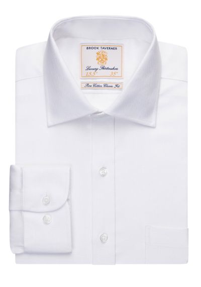 Brook Taverner Altare Single Cuff Shirt Cotton Herringbone