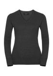Russell Collection Ladies Cotton Acrylic V Neck Sweater