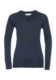 Russell Collection Ladies Cotton Acrylic V Neck Sweater