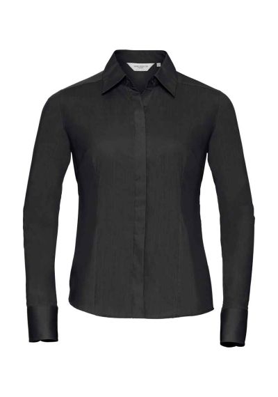 Russell Collection Ladies Long Sleeve Fitted Poplin Shirt