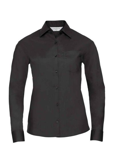 Russell Collection Ladies Long Sleeve Easy Care Poplin Shirt