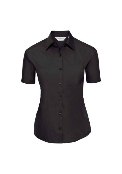 Russell Collection Ladies Short Sleeve Easy Care Poplin Shirt