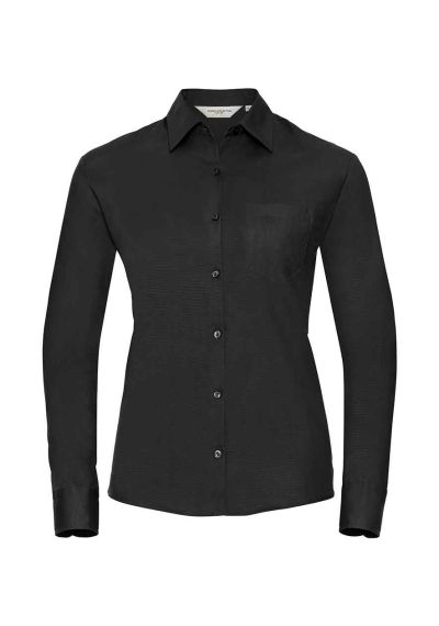 Russell Collection Ladies Long Sleeve Easy Care Cotton Poplin Shirt
