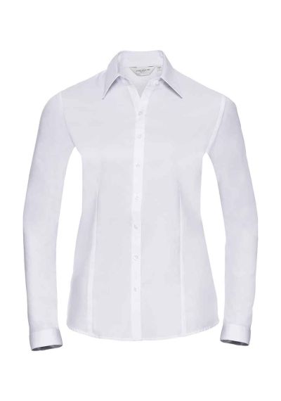 Russell Collection Ladies Long Sleeve Herringbone Shirt