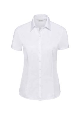Russell Collection Ladies Short Sleeve Herringbone Shirt