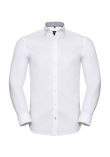 Russell Collection Long Sleeve Contrast Herringbone Shirt