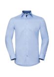 Russell Collection Long Sleeve Contrast Herringbone Shirt