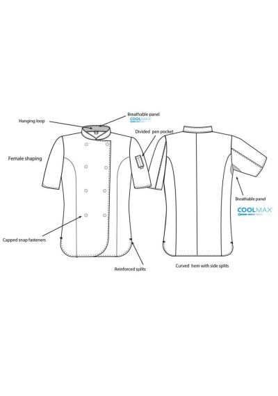 Dennys Ladies Short Sleeve Premium Chef's Jacket