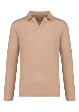 Native Spirit Long Sleeve Linen Polo Shirt