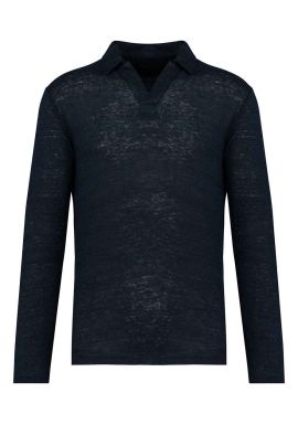 Native Spirit Long Sleeve Linen Polo Shirt