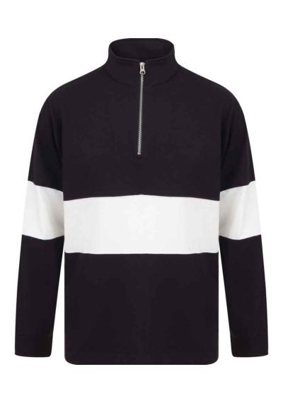 Front Row Panelled 1/4 Zip Neck Top