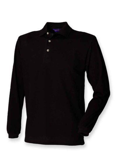 Henbury Long Sleeve Cotton Piqu Polo Shirt