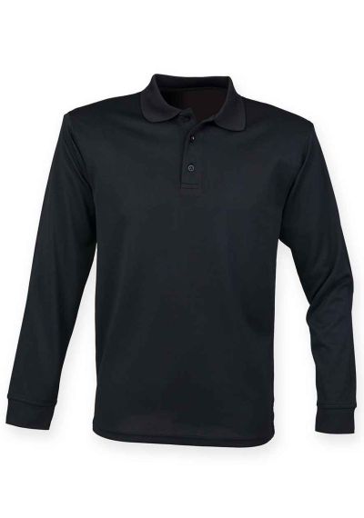 Henbury Unisex Long Sleeve Coolplus Piqu Polo Shirt
