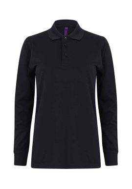 Henbury Unisex Long Sleeve Coolplus Piqu Polo Shirt
