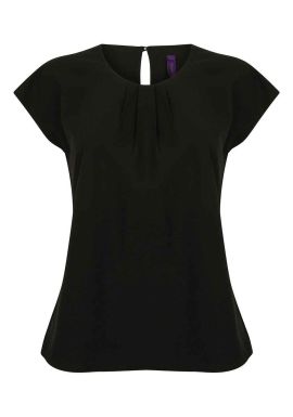 Henbury Ladies Pleat Front Short Sleeve Blouse