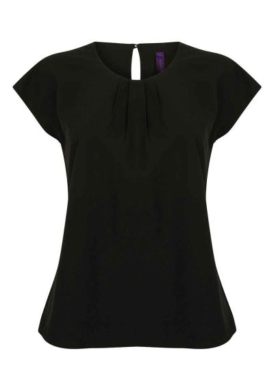 Henbury Ladies Pleat Front Short Sleeve Blouse