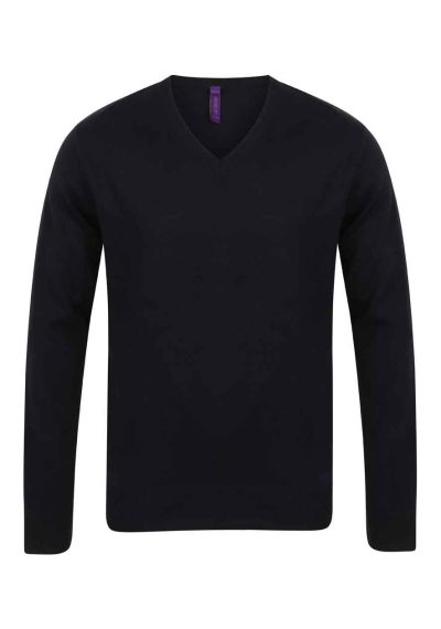 Henbury Lightweight Cotton Acrylic V Neck Sweater