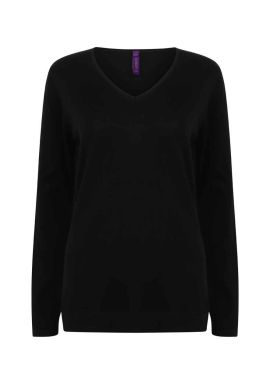 Henbury Ladies Lightweight Cotton Acrylic V Neck Sweater