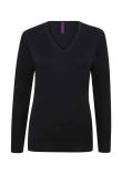 Henbury Ladies Lightweight Cotton Acrylic V Neck Sweater