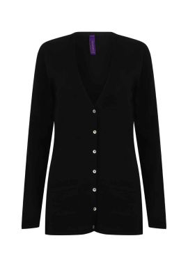 Henbury Ladies Cotton Acrylic V Neck Cardigan