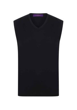 Henbury Lightweight Sleeveless Cotton Acrylic V Neck Sweater