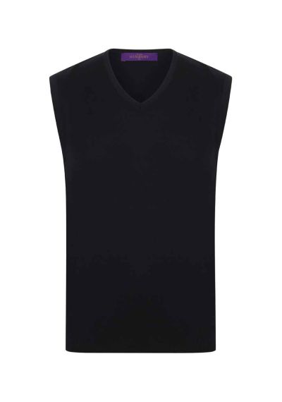 Henbury Lightweight Sleeveless Cotton Acrylic V Neck Sweater