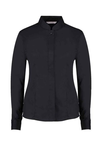 Kustom Kit Ladies Long Sleeve Tailored Mandarin Collar Shirt