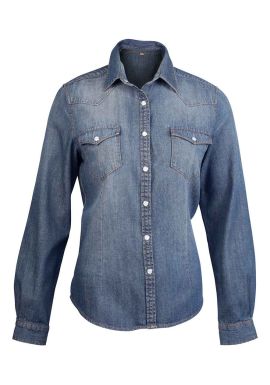 Kariban Ladies Long Sleeve Denim Shirt