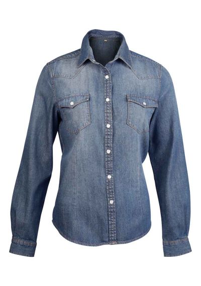 Kariban Ladies Long Sleeve Denim Shirt