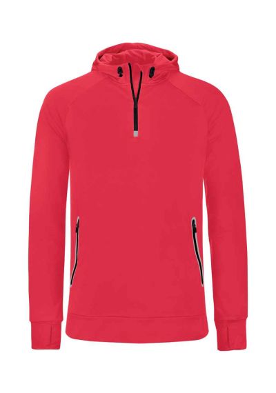 Proact Zip Neck Hooded Sweatshirt