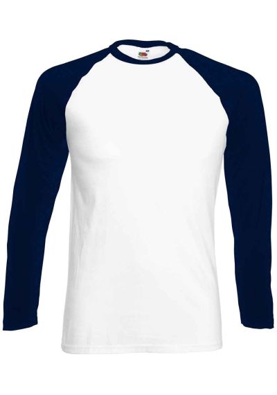 Fruit of the Loom Contrast Long Sleeve Baseball T-Shirt