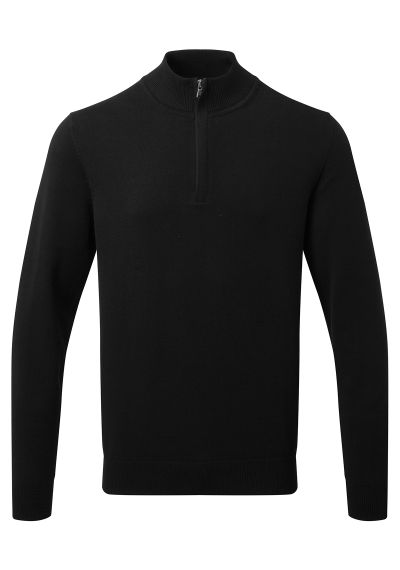 Asquith & Fox Men's cotton blend  zip sweater
