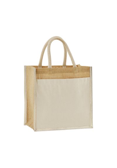 Westford Mill Cotton pocket natural starched jute midi tote