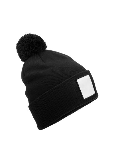Beechfield Appliqu patch pom beanie