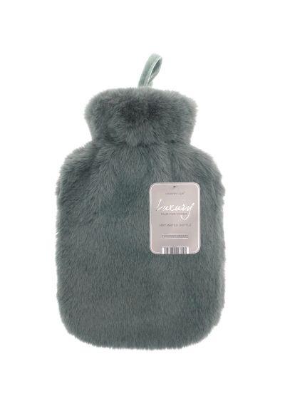 Ribbon Super luxury faux fur hot water bottle and cover