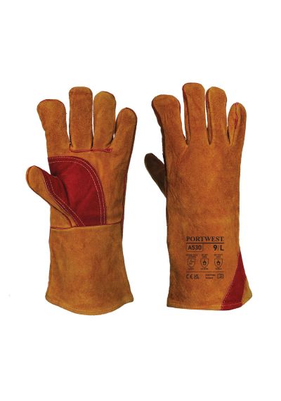 Portwest Welders 330 Split Leather Reinforced Palm Gauntlet A530