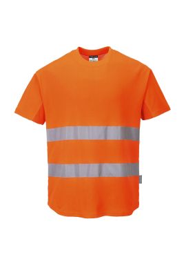Portwest Hi-Vis Cotton Comfort Mesh Insert T-Shirt S/S C394