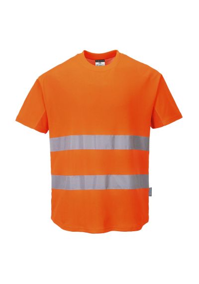 Portwest Hi-Vis Cotton Comfort Mesh Insert T-Shirt S/S C394