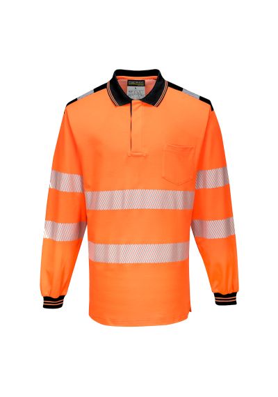 Portwest PW3 Hi-Vis Cotton Comfort Polo Shirt L/S T184