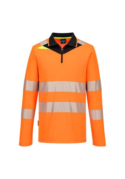 Portwest DX4 Hi-Vis Zip Polo Shirt L/S DX419