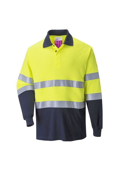 Portwest Modaflame Knit Hi-Vis Constrast FR Long Sleeve Polo Shirt FR74