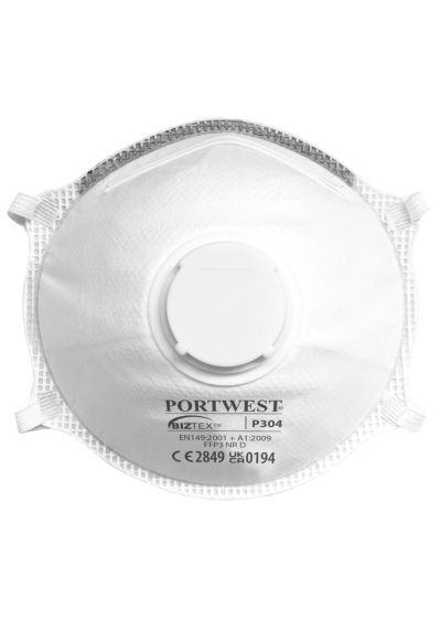 Portwest FFP3 Valved Dolomite Light Cup Respirator (Pack of 10) P304