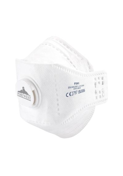 Portwest EAGLE FFP3 Valved Dolomite Fold Flat Respirator (Pack of 10) P391